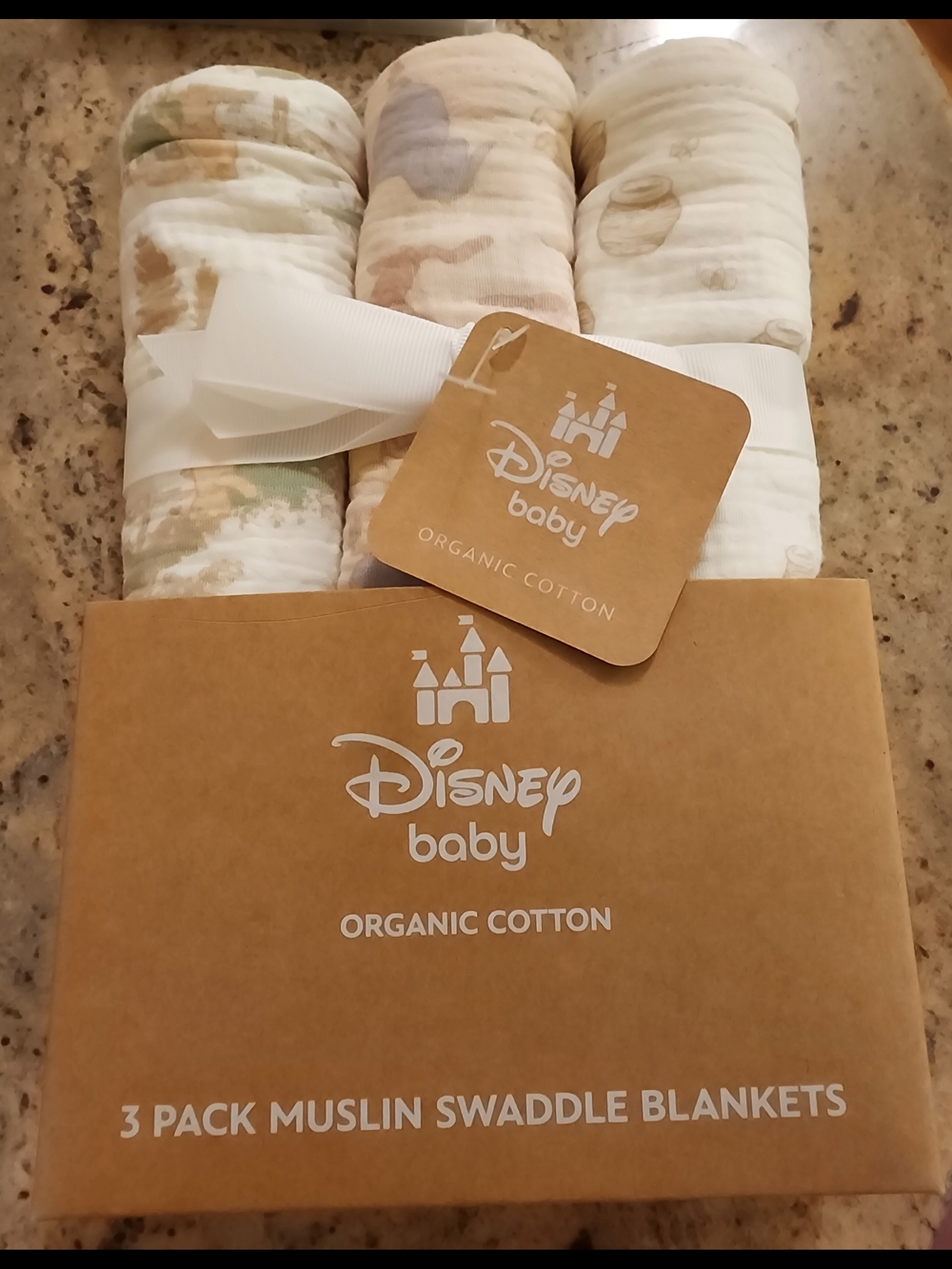 Disney Baby Organic Cotton Muslin Swaddle Blankets  (3-Pack) Winnie The Pooh NEW